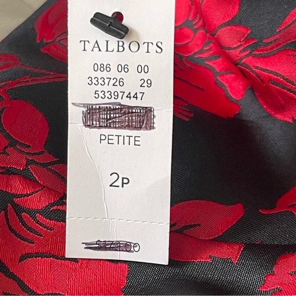 Talbots special occasion floral jacquard dress Size 2P black red NWT - Picture 10 of 14